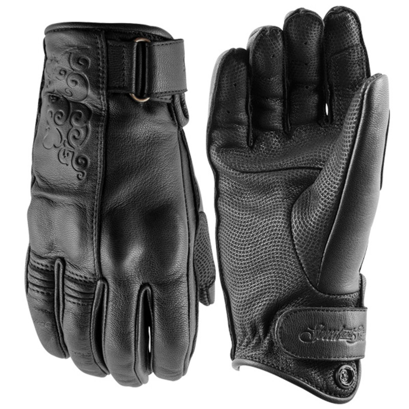 speed and strength gloves  black heart leather - motorcycle