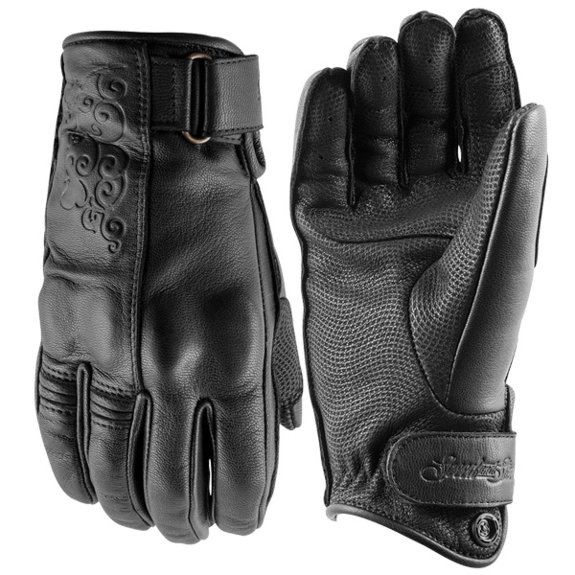 speed and strength leather gloves for womens black heart