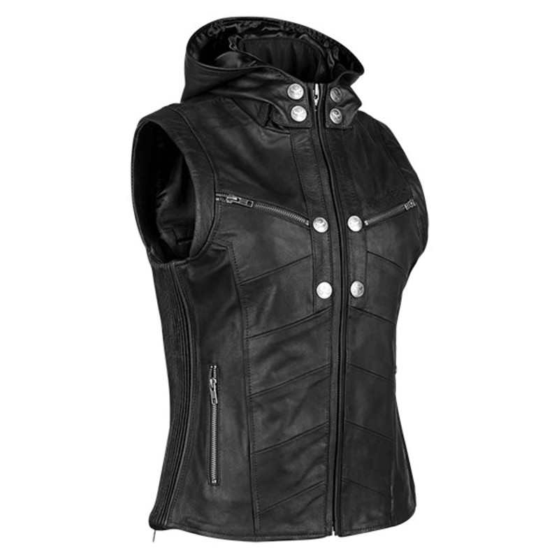 speed and strength vests  hell's belles leather vests - motorcycle