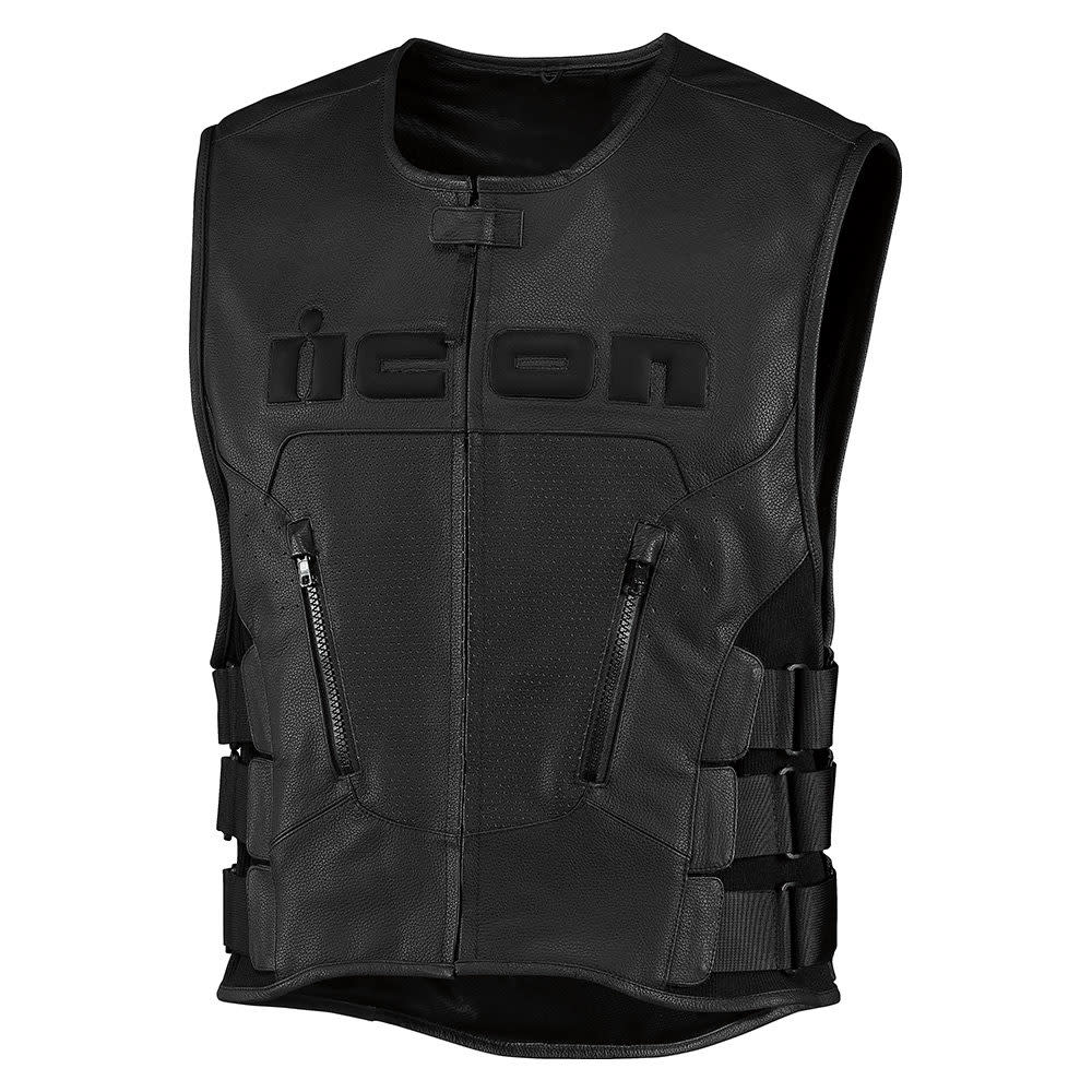 icon vests s regulator d30 leather  vests - motorcycle