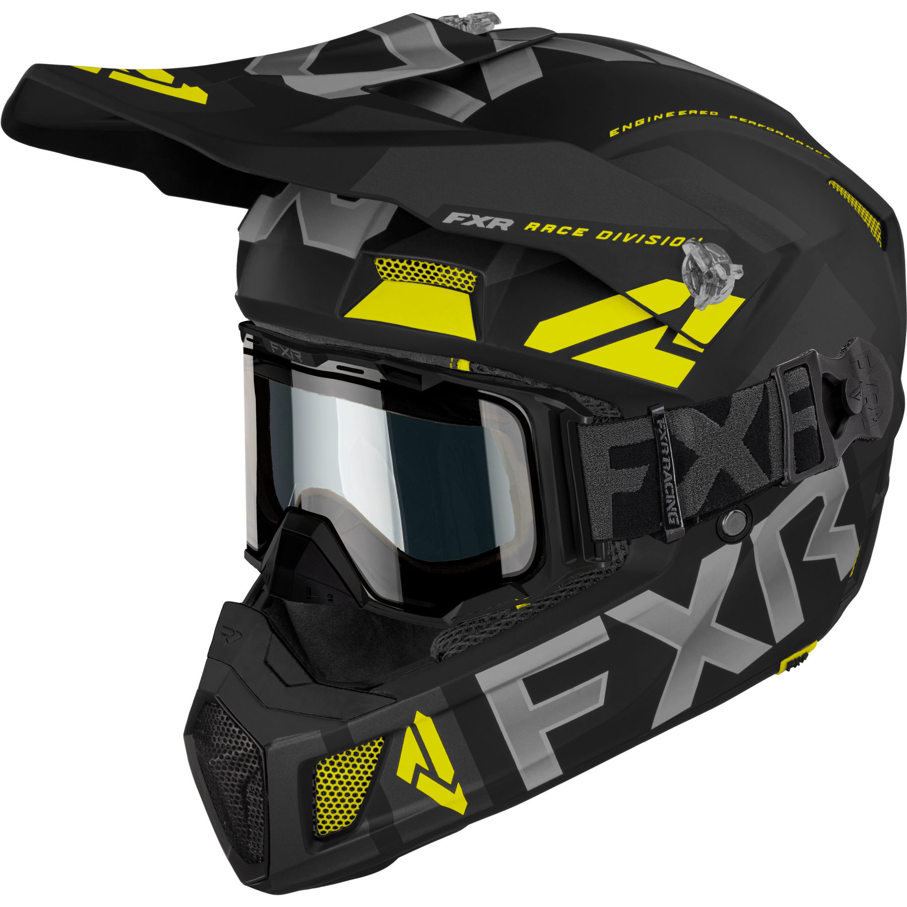 fxr racing helmets adult clutch cold stop qrs full face - snowmobile